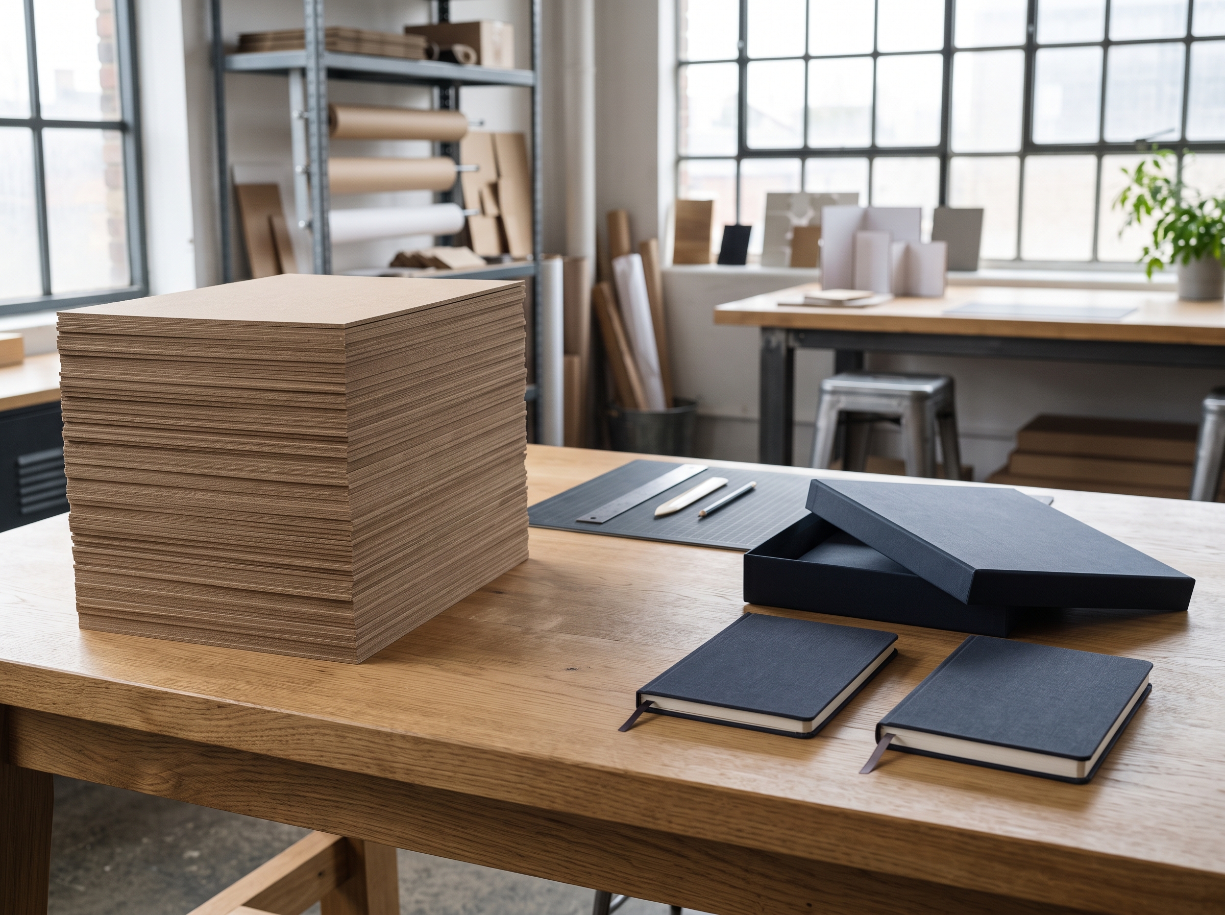 Fabricante de cartón comprimido y cartón gris mostrando versatilidad para cajas de lujo, separadores industriales y encuadernación en México.